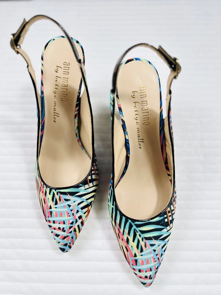 ANN MARINO BETTYE MULLER Womens Tropical Print Fabric Slingback Pump Heels 9.5M - Изображение 2 из 4