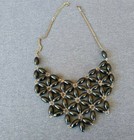 Vintage schwarz oval Perlen Statement Halskette Verschluss