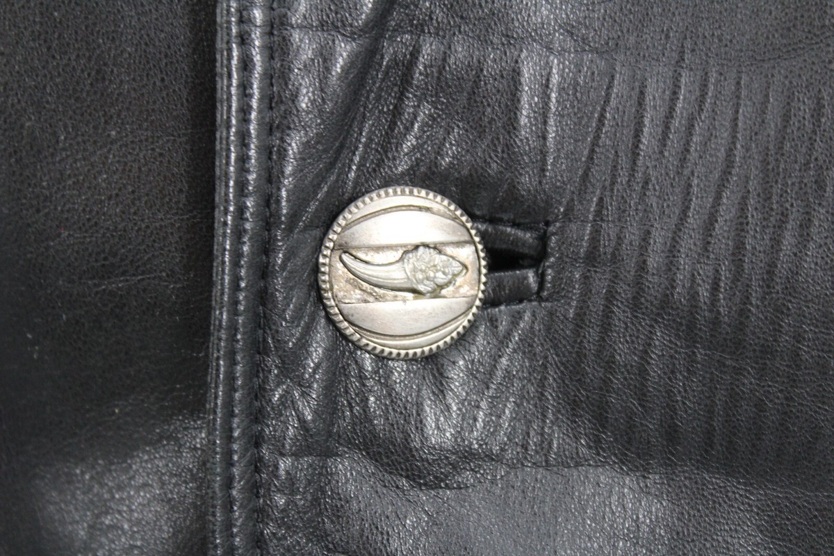 VERSACE istante レザーコート ブラック B730 VTG Gianni Versace Istante Black Iconic Leather Button Jacket