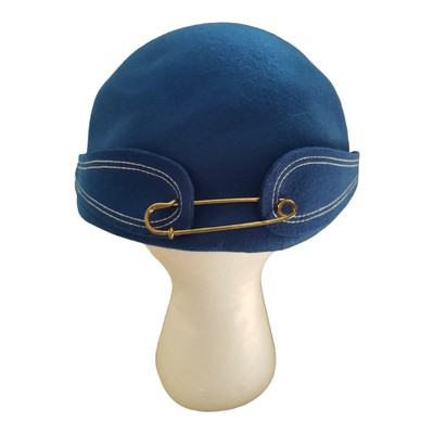 Vintage ladies hat bollman hat co navy blue Eric javits wool doeskin felt Vintage Bollman Hat Co Navy Blue Doeskin Felt Ladies Hat 100  main image 3