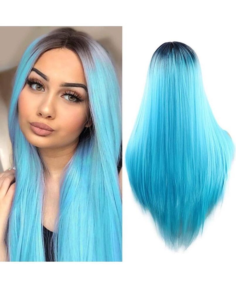 Ombre Blue Wigs Heat Resistant Synthetic Hair Wigs Light Blue Wigs