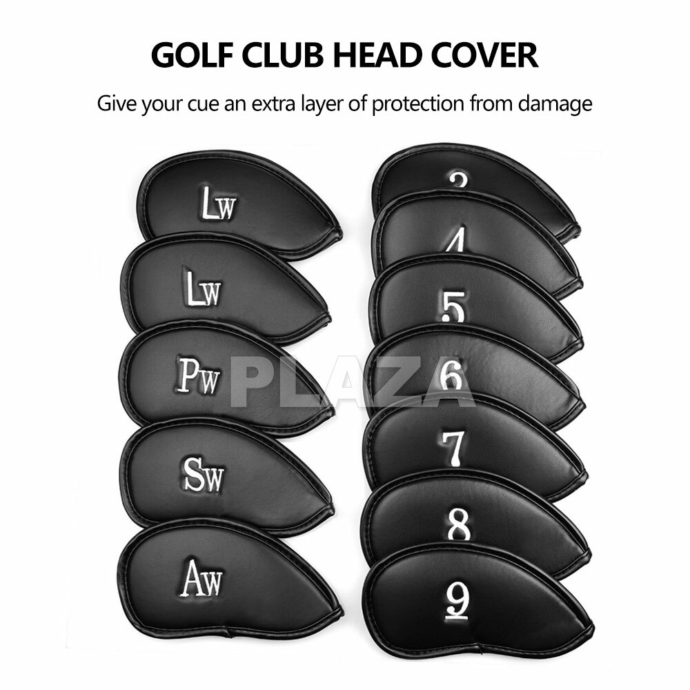 12 PCS PU Leather Head Covers Golf Iron Club Putter Headcover 3SW Set