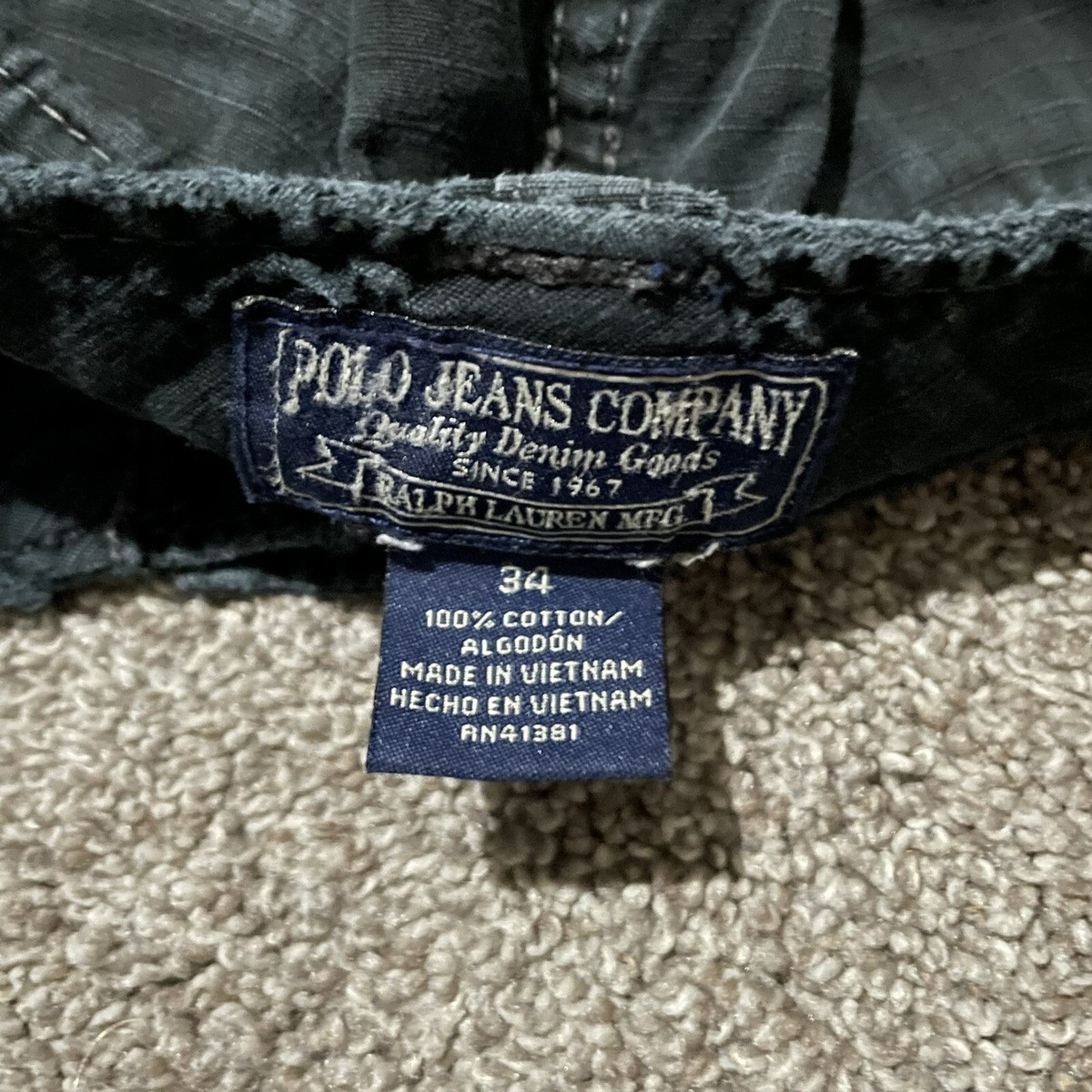 VTG Polo Jeans Company Ralph Lauren 100% Cotton black cargo