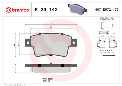 BREMBO P 23 142 Bremsbelagsatz, Scheibenbremse für ABARTH,FIAT