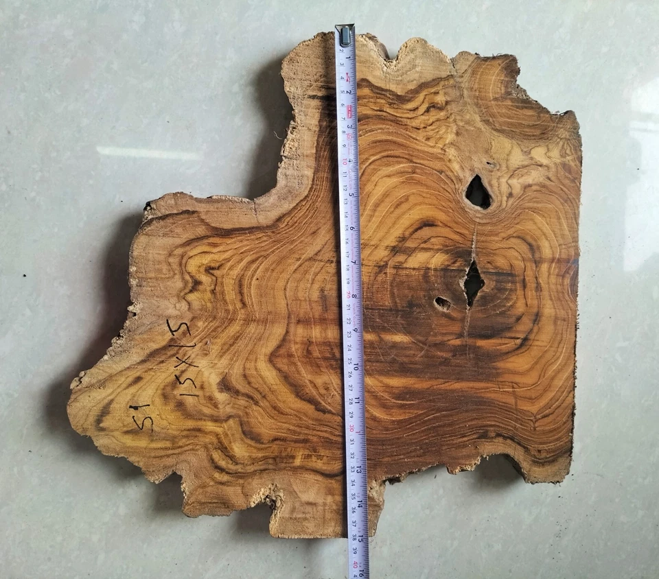 live edge slice of indian teak wood burl wood with high grains for casting craft - Image 4 of 4