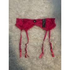 NWT Native Intimates Hot Pink Lace Garter Belt Size L