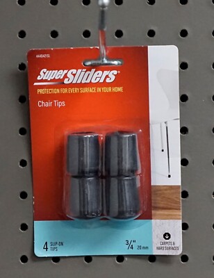 Super Sliders 3/4'' Black Rubber Chair Leg Cap Tips Pack of 4 NEW!