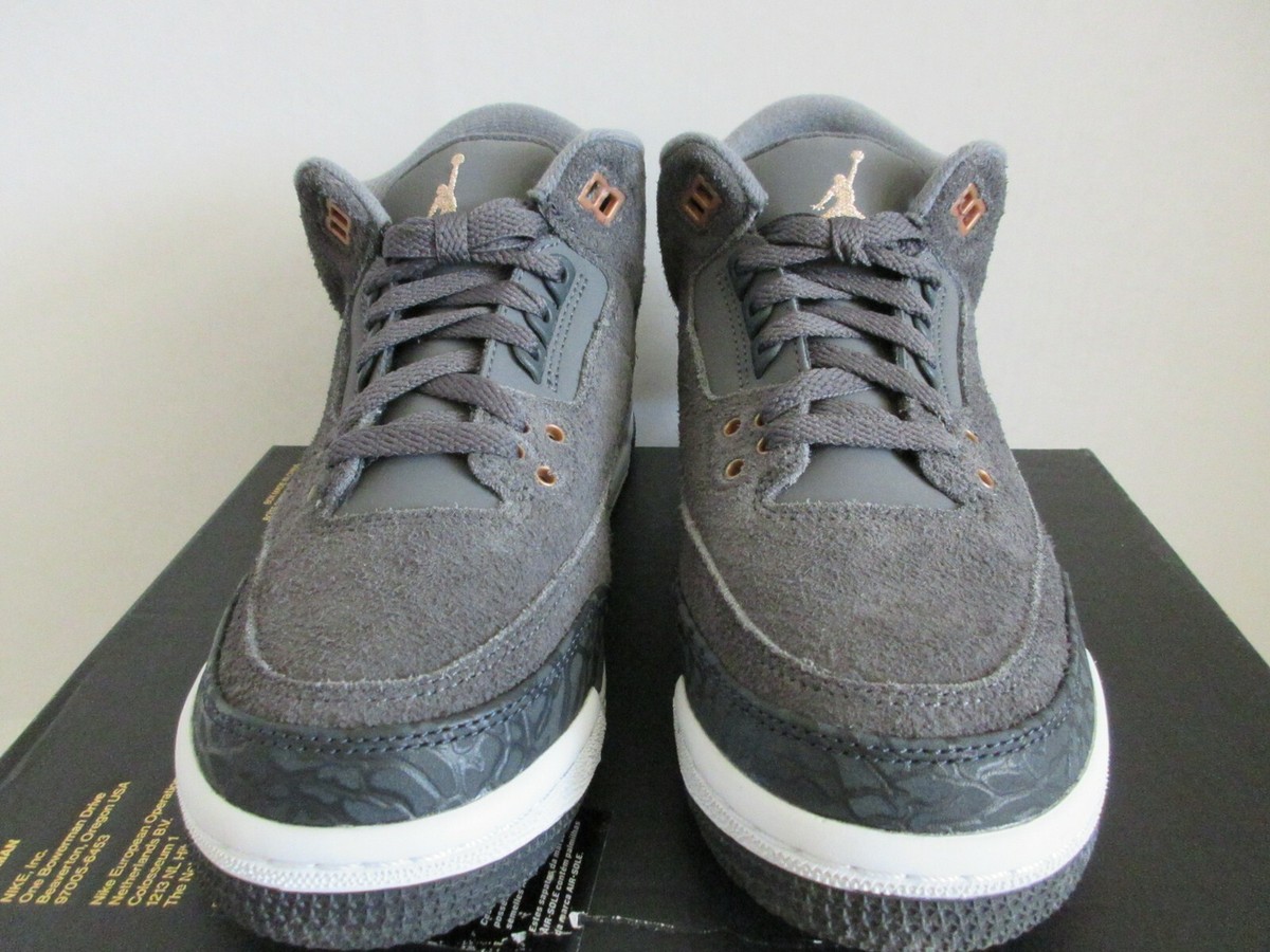 NIKE AIR JORDAN 3 RETRO GG DARK GREY-BRONZE SZ 5.5Y-WOMENS