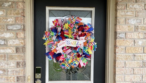 Happy Birthday Balloon Party Front Door Deco Mesh Wreath Festive Bright Cheerful - Picture 4 of 6