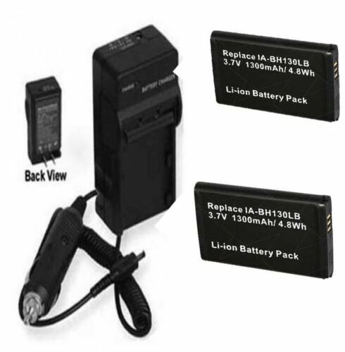 TWO Batteries + Charger for Samsung HMX-U15ON HMX-U15WN HMX-U15BN/XAA HMX-U20BP