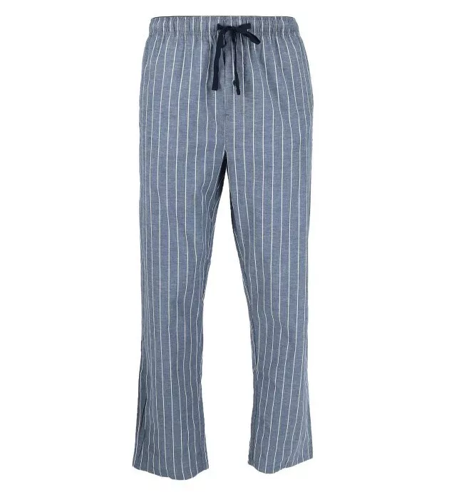 Hanes Woven Sleep Pants with Pockets Blue White Striped Men s