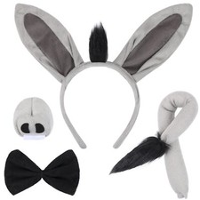 4 Pcs Donkey Costume Set Donkey Ears Headband Donkey Nose Tail Bow Tie Animal...
