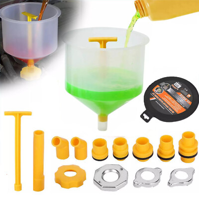 #ad Radiator Coolant Filling Funnel Kit Spill Proof Cooling Fluid Bleeder Adapters $18.98