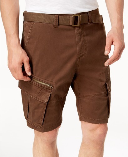 Flat Front Belt Cargo Shorts Size 