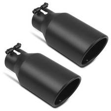 2pcs Stainless Steel Exhaust Tip 2.5 Inlet 4 Outlet -9 Long Rolled Edge Black 2pcs Stainless Steel Exhaust Tip 2.5 Inlet 4 Outlet -9 Long Rolled Edge Black