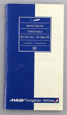 MALEV HUNGARIAN AIRLINES TIMETABLE WINTER 1994/95 TUPOLEV TU-154 TU-134 SEAT MAP