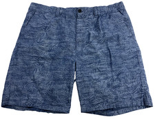 Roundtree Yorke Mens Size 42 Lined Summer Blue Pockets Plants Hawaiian