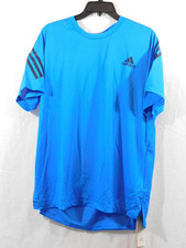 Adidas Train 3 Stripe Short Sleeve T Shirt Men's S Blue Rush