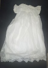 Antique Baby Baptism Christening Dress Gown Organdy Lace Heirloom Victorian
