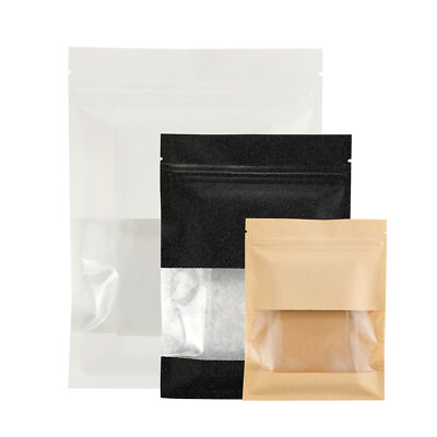 100 Color Kraft Craft Clear Lining Food Safe Flat QuickQlick  Bag w/Clear Window