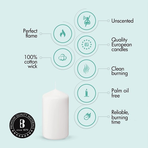 BOLSIUS Set of 20 White Pillar Candles - 2x4 inch Unscented Candle Set - Drip... - Picture 5 of 6
