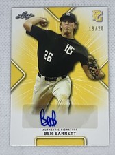 2021 LEAF PERFECT GAME YELLOW BEN BARRETT PAPER RC AUTO # 19/20