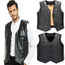 Chaleco de cuero negro cálido para hombre chaleco de motociclista motocicleta otoño invierno chaleco de PU