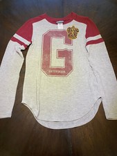 Harry Potter Gryffindor Gray Burgundy soft Long Sleeve T Shirt Size XS
