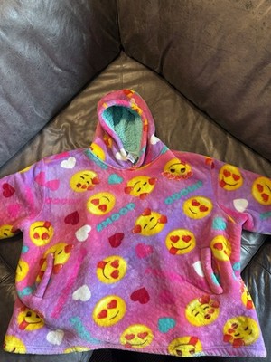 EMOJI Girls Fleece Lined Hooded Poncho One Size 4-10 Used