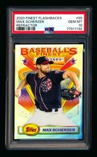 2020 TOPPS FINEST FLASHBACKS #95 MAX SCHERZER 1993 REFRACTOR SP /50 PSA 10 GEM!