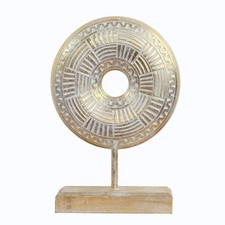 Skulptur Mandala Zeichen Figur Relief Deko Holz mittel gold Model 1