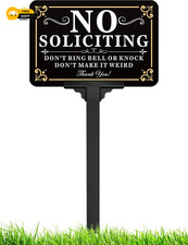 No Soliciting Sign for House with Stake - Adjustable Height - 12 X 8 Inch/37 Inc
