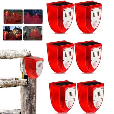 6X Solar-Powered Outdoor Motion Sensor Alarm 129dB Dog Barking & Gunshot Sounds