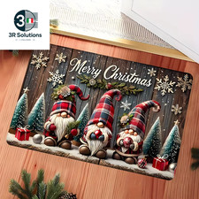 VIKAMA Christmas Carpet Three Santa Claus Doormat Entrance Welcome Mat