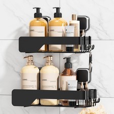 Shower Caddy Suction Cup Rustproof Metal Shower Shelves Black 2pack  Rustproof