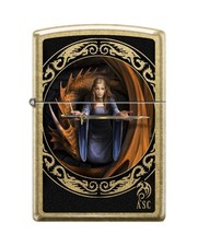 Zippo 9627, Anne Stokes-Gothic Woman Design, Street Brass Finish Lighter, NEW