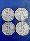 1941-1944-P QTY 4 Liberty Walking Half Dollar 90% Silver Philadelphia US Coins