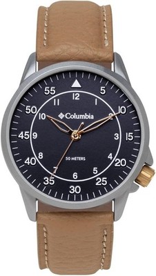 Columbia Herrenuhr mit blauem Zifferblatt und hellbraunem Lederarmband CSS15-003