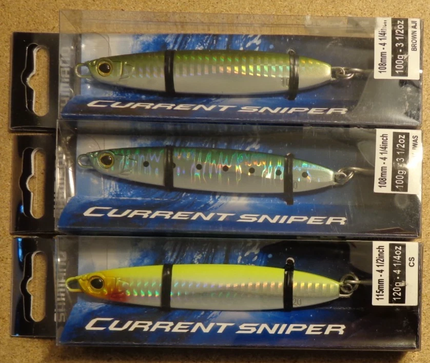Lot of 3 New Shimano Current Sniper Jig 108mm 100g & 115mm 120g Fishing Lures - Image 1 of 1