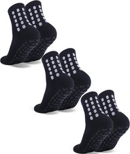 ZXOLDZX 3 Pairs Kids Grip Soccer Socks Cushioned Non Slip Football Athletic Spor