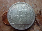 FRENCHIS. Indo China 1 Pia. 1896 XF, Silver 27g,900s,24.30g Fine