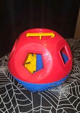 Vintage Tupperware SHAPE-O-BALL Red/Blue Tupper Toy Shape Sorter 8 Shapes VGC