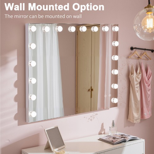 Specchio vanità 31,5''x22,8'' con 18 lampadine dimmerabili luce touch screen specchio trucco - Foto 5 di 11