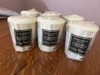 Root Candles Crisp Linen Scented Votive Candles Lot of 6 Sealed