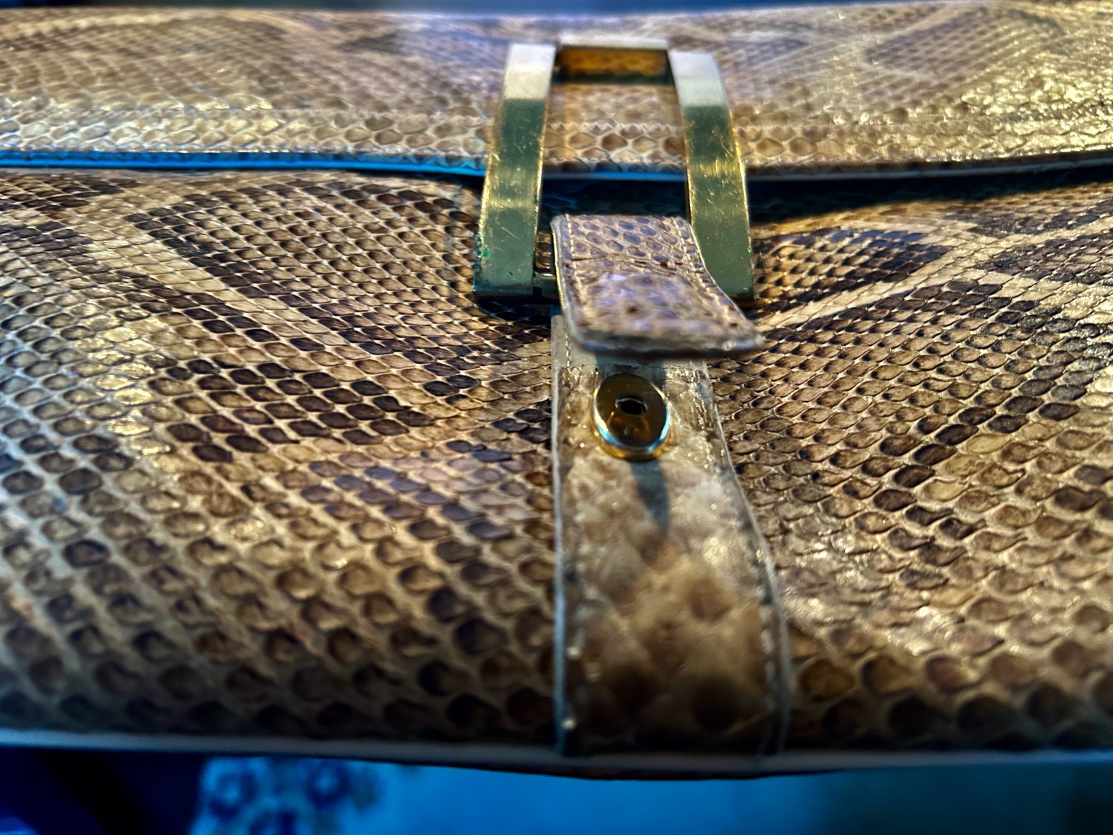 Varon python snake skin leather clutch shoulder b… - image 7