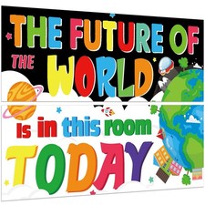 2PCS Classroom Decorations Banner Posters for Teachers Bulletin Board and Wal...