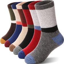 Wool Socks, Warm Thick Thermal Kids Crew Boot Socks for Toddlers Boys Girls, 6-P