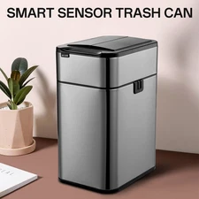15L Garbage Can Kitchen Trash Can Automatic Sensor Touch Free Stainless Steel