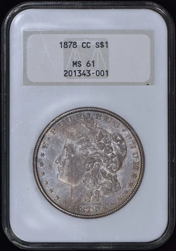 1878-CC Morgan Silver Dollar $1 NGC MS61 - Embossed "Fatty" Holder