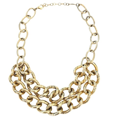 AV Max Chunky Gold Tone Double Chain Statement Necklace